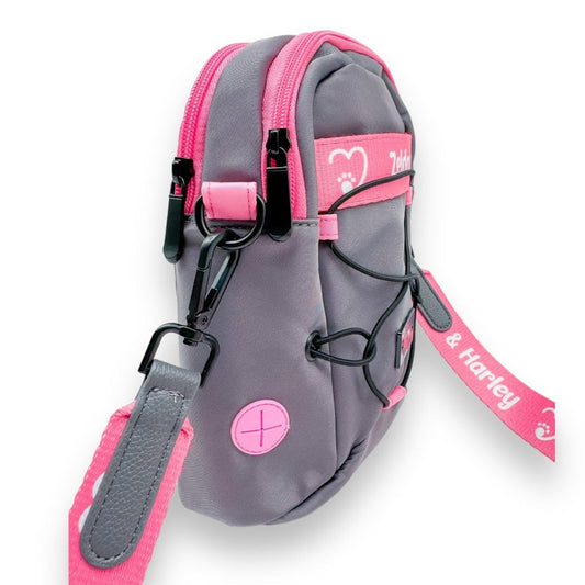 Zelda & Harley Dog Mom Bag - Grey and Pink