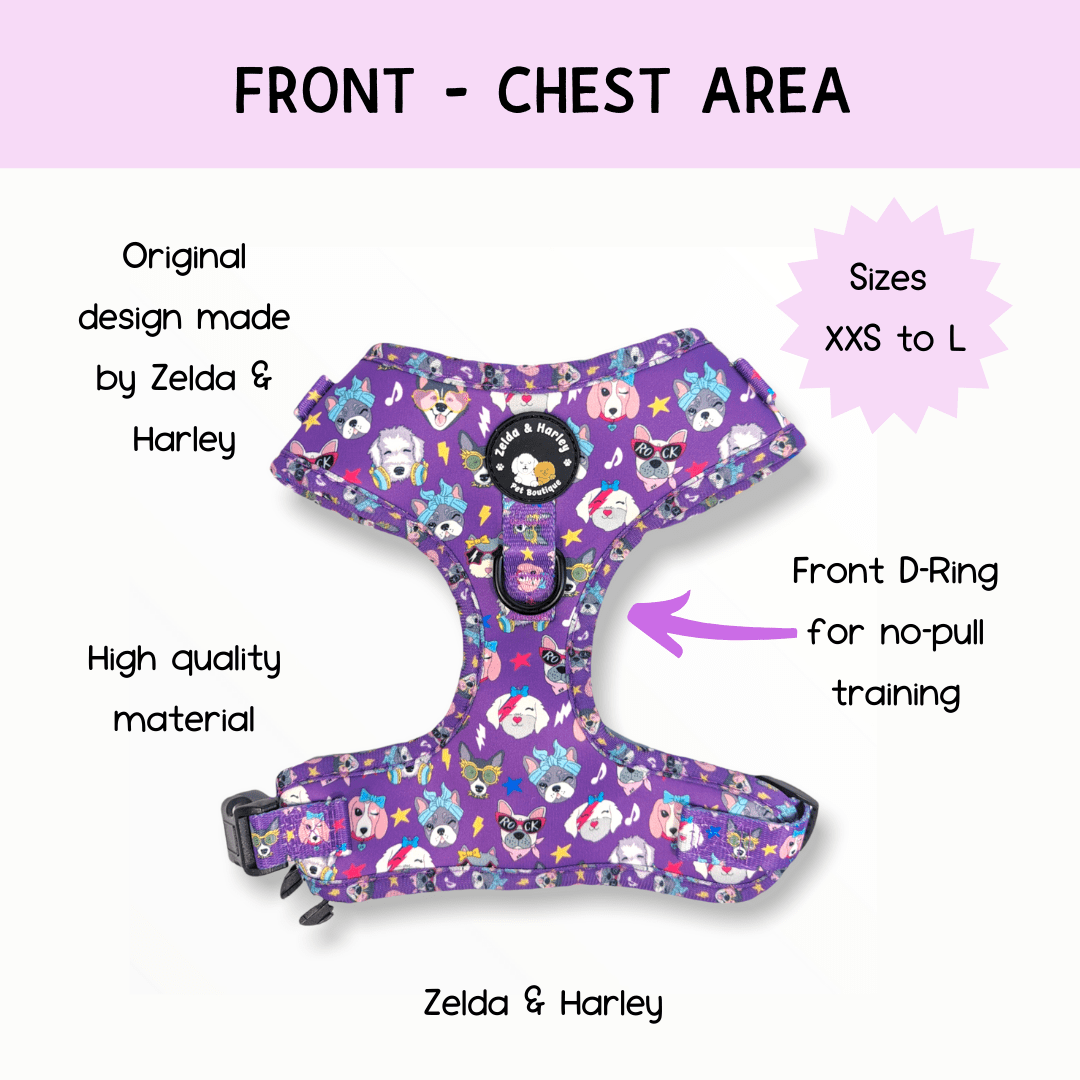 Zelda & Harley Harness Muttallica - No Pull Adjustable Dog Harness