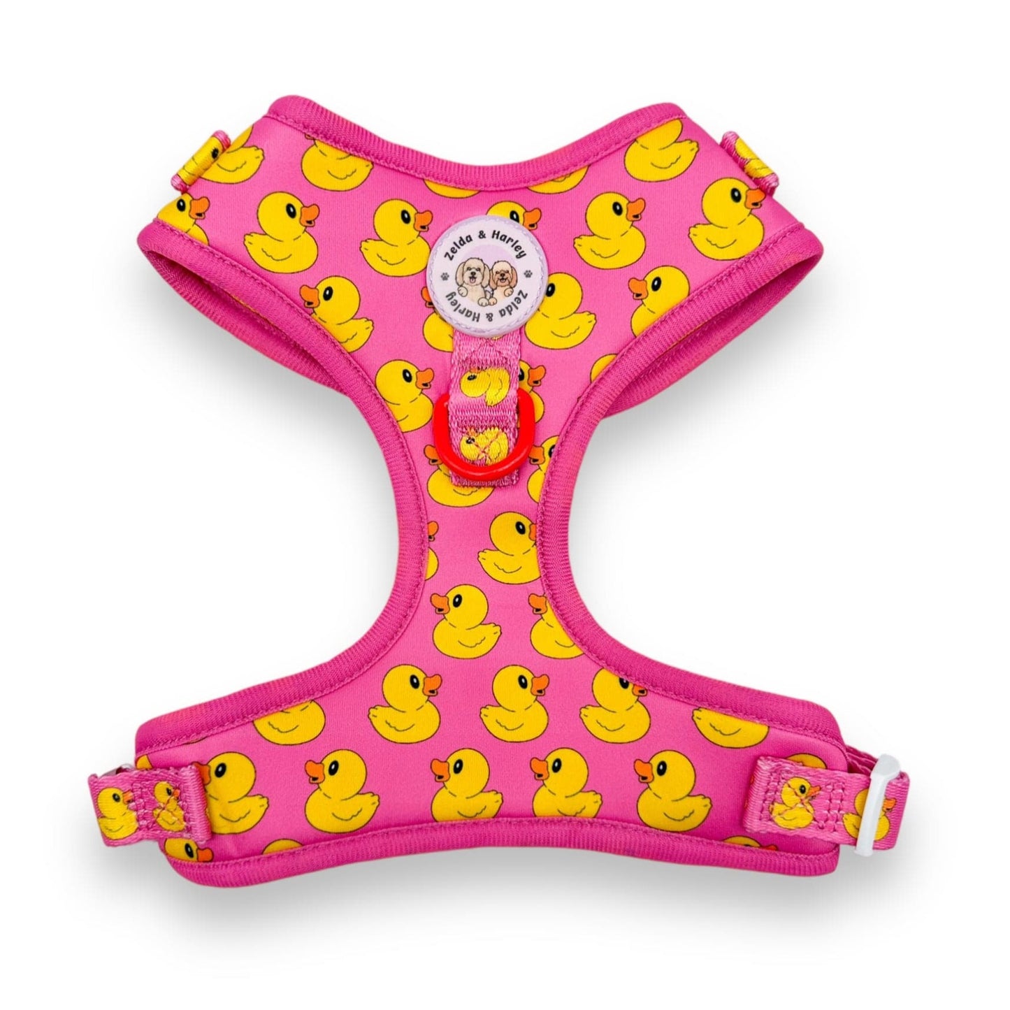 Zelda & Harley Harness Rubber Duckie Pink - No Pull Adjustable Dog Harness