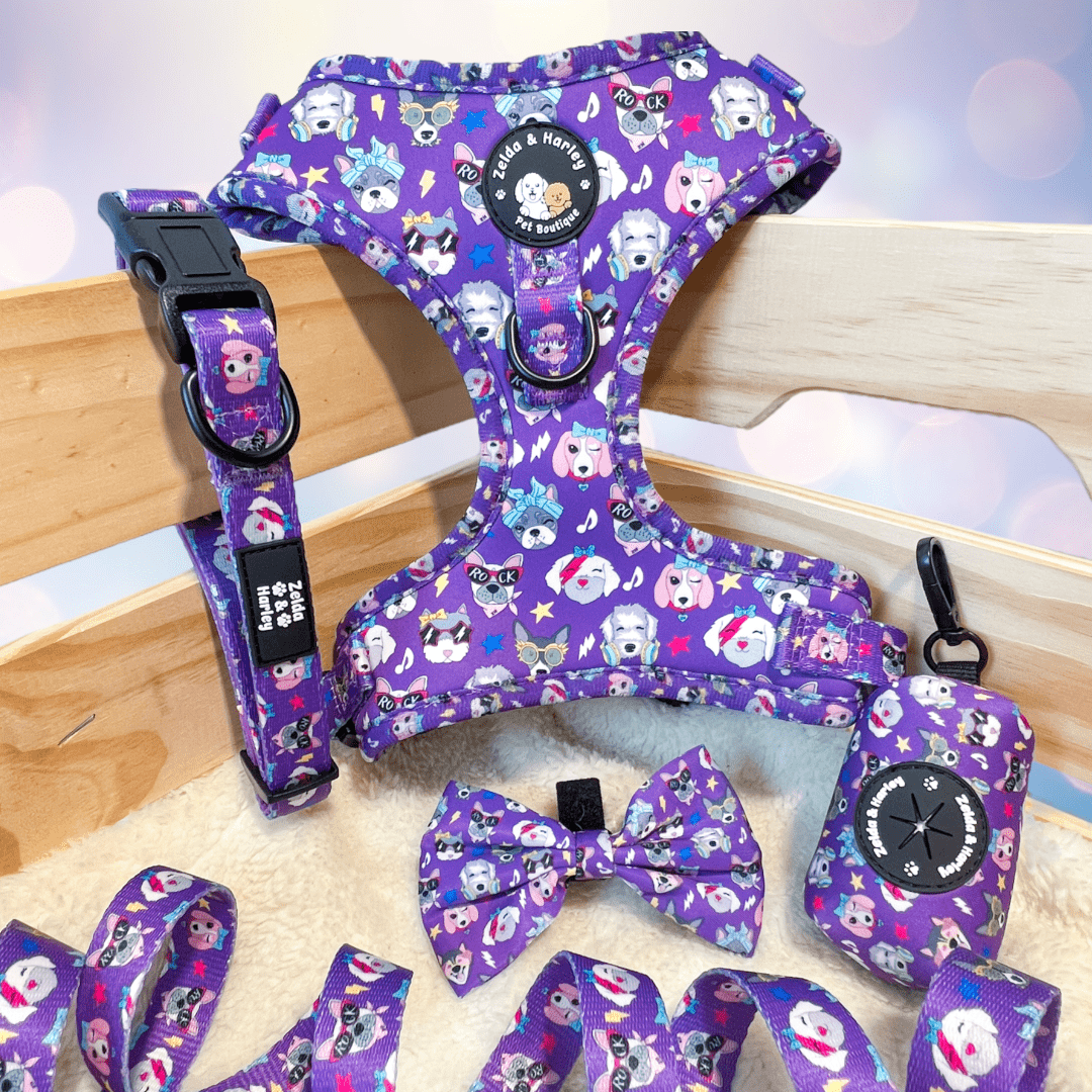 Zelda and Harley Harness Muttallica - D-Ring Adjustable Dog Harness