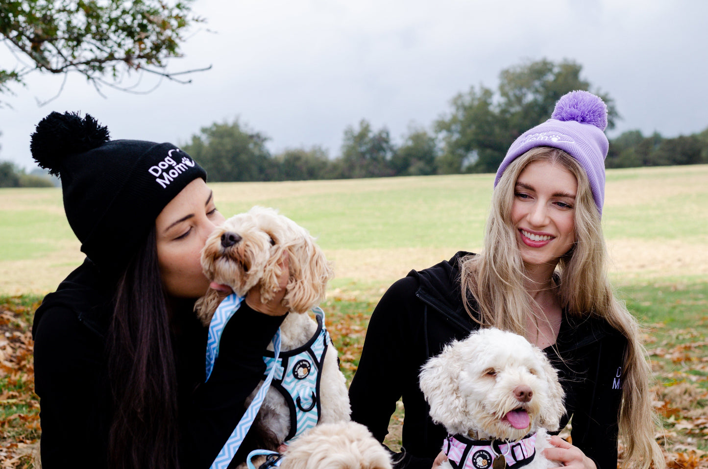 Zelda & Harley Beanie Dog Mom Bobble Beanie - Black