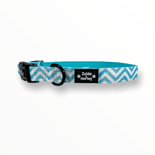 Zelda & Harley Collar Zig Zag Wag Collar - Pastel Blue