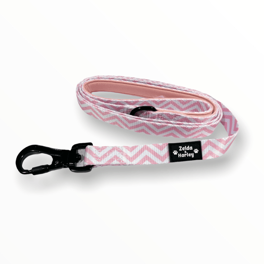 Zelda & Harley Lead Zig Zag Wag Leash - Pastel Pink